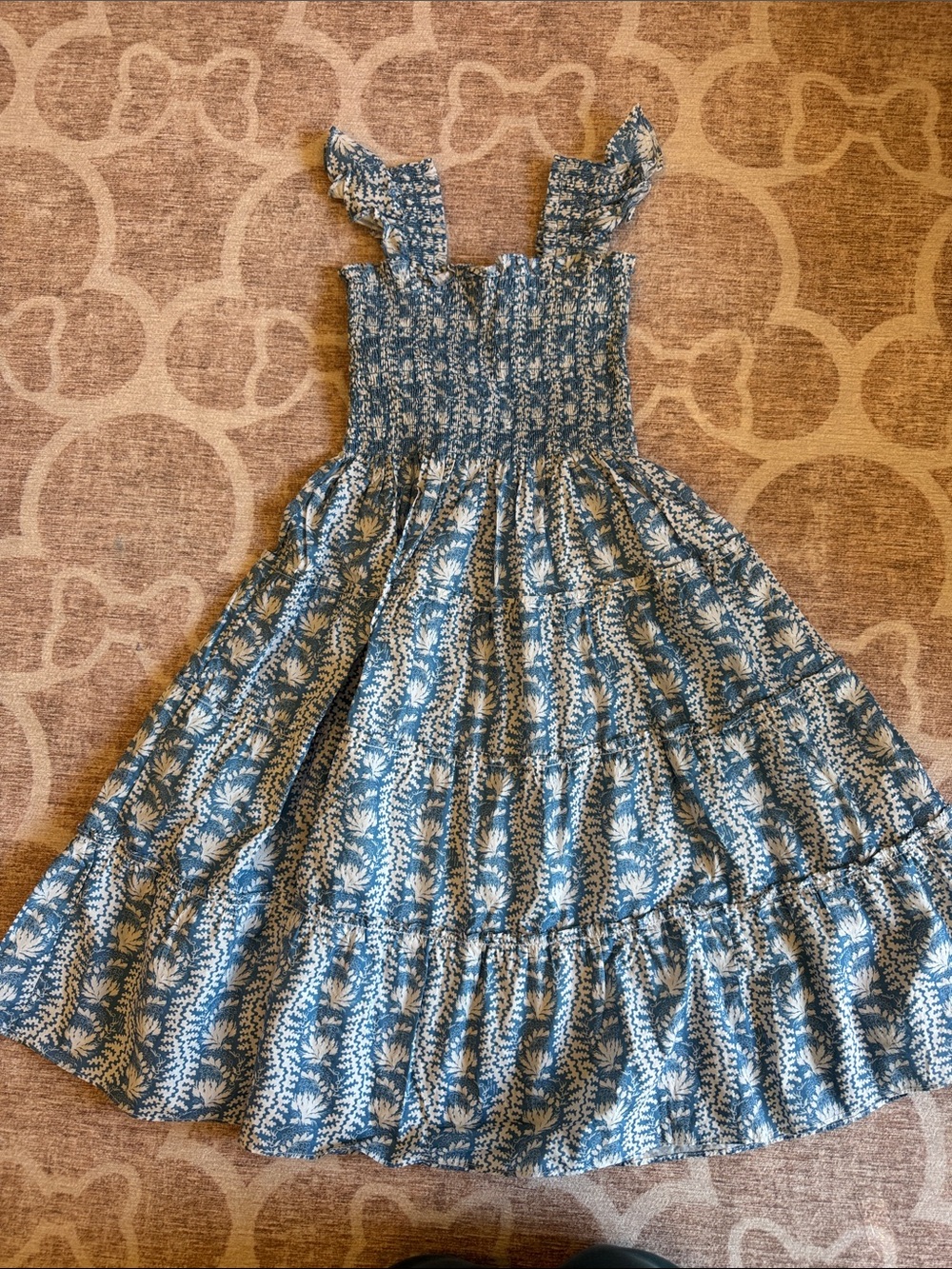 Hill House Girls Nap Dress Blue Floral Smocked Sundress size 7/8